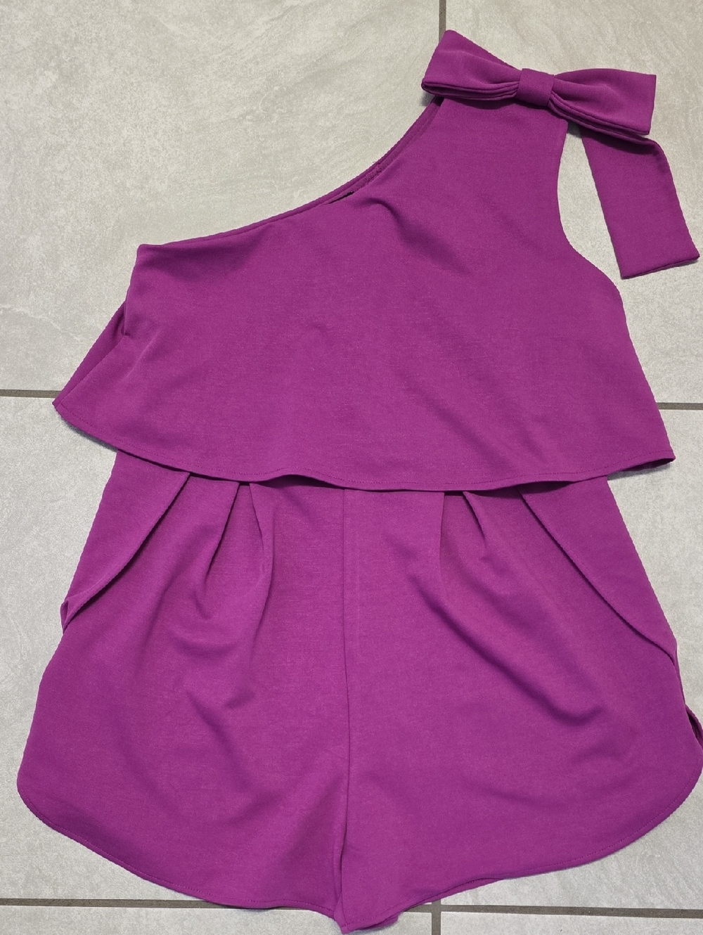 Something Borrowed One-Shoulder Bow Romper